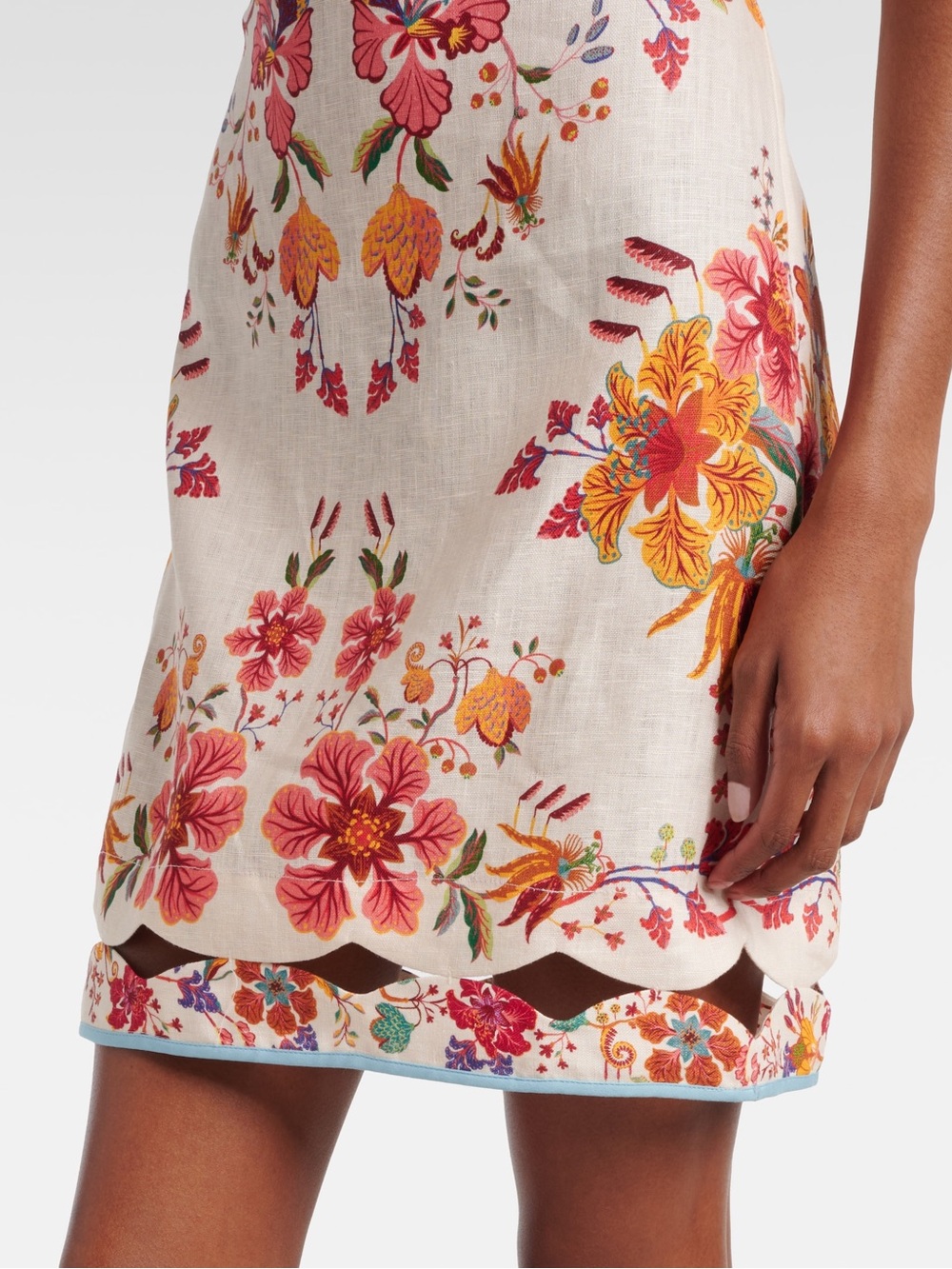 FARM Rio Cream Mini Dress with Pink & Orange Floral Embroidery - Picture 5 of 9